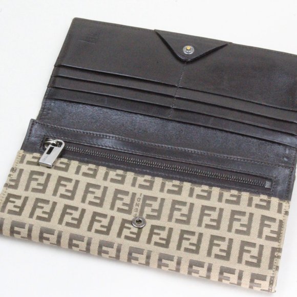 Authentic Fendi Zucca FF Canvas Flap Wallet Gently Used - Picture 6 of 10